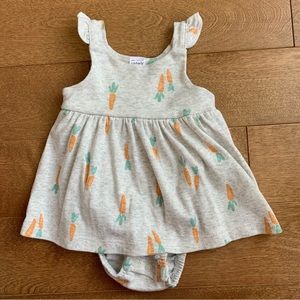 3/$10 CARTERS Baby girl bodysuit dress carrots vegetables 3m